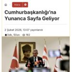 KKTC Cumhurbaşkanlığı’nda Yunanca Sayfa
